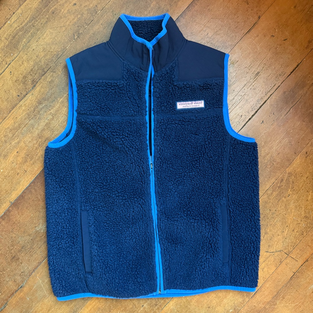 Vineyard Vines Blue Fleece Vest - Size Medium (12-14)